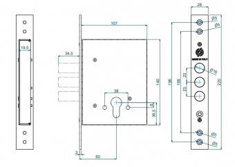 Замок врезной Securemme 2069 фото в интернет-магазине ДорогиеЗамки.рф